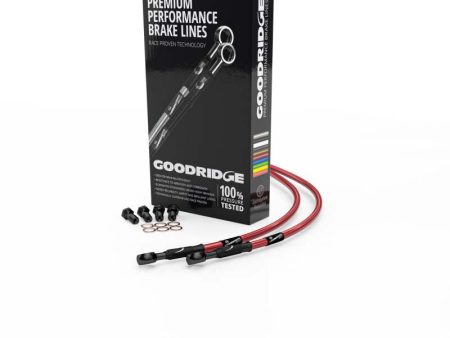 Goodridge 94-02 Ducati M400 600 620 750 Red Front SS Brake Lines w Black Fittings Discount