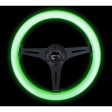 NRG Classic Wood Grain Steering Wheel (350mm) Glow-N-The-Dark Green Grip w Black 3-Spoke Center Online Hot Sale